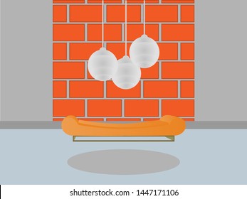 interior room with a light brick wall