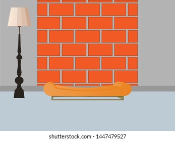 interior room with a light brick wall