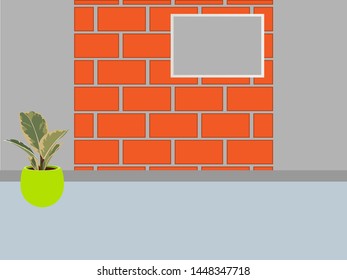 interior room with a light brick wall