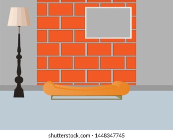 interior room with a light brick wall