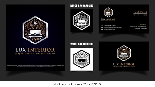 Interior room Logo, furniture gallery Luxury and Elegant logo design, Business Card Template