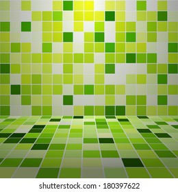 Interior Room with Mosaic Tiled Wall Vector 
