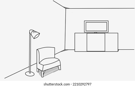 Vector de diseño de boceto de sala interior