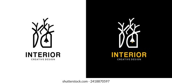 Interior room tree house logo, furniture gallery logo design
