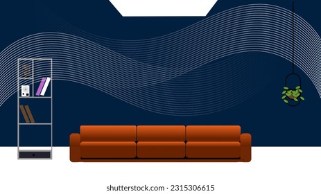 Receptionist Raum-Illustration Vektordesign für Büro. Wohnzimmergrafik, Vektordesign mit Sofa und Lampe. Abstrakter Wohnzimmervektor.