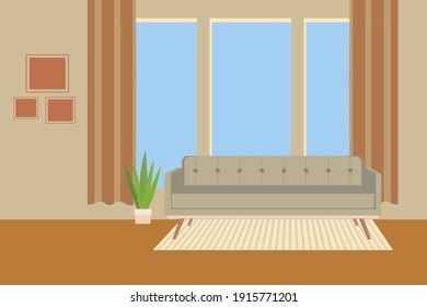 Interior of a room with a window. chair, Desk