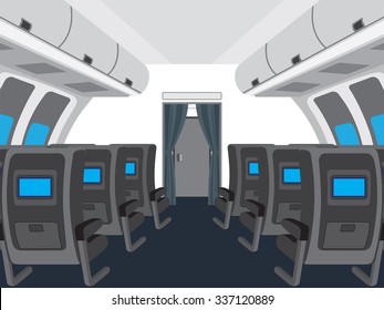 Interior of salon of the plane. Illustration, elements for design.