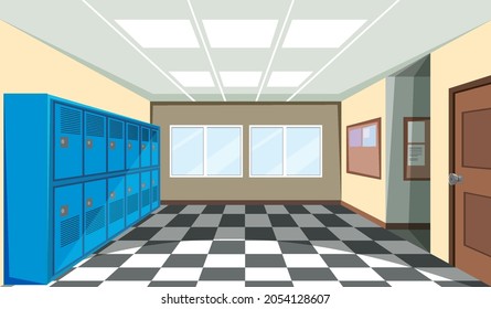 Interior Of A School Locker Room Illustration