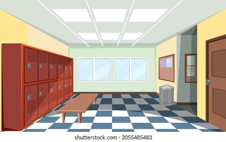 Interior of a school locker room illustration