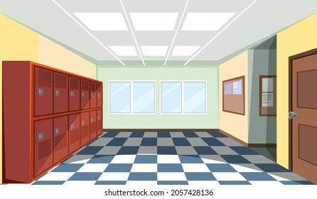 Interior of a school locker room illustration