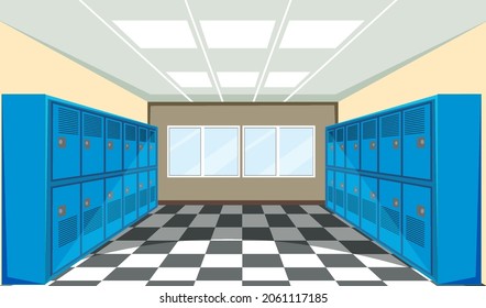 Interior of a school locker room illustration