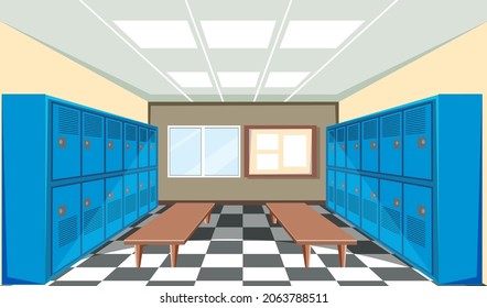 Interior of a school locker room illustration