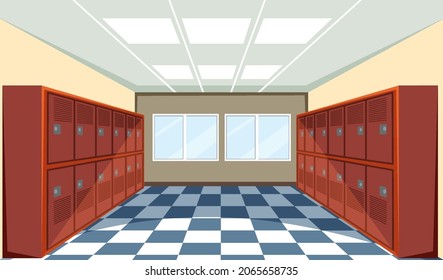 Interior of a school locker room illustration