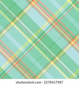 Interior seamless tartan texture, mix vector check pattern. Contemporary plaid textile fabric background in powder blue and mint colors.