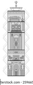 interior silhouette in moorish style. Vector illustration