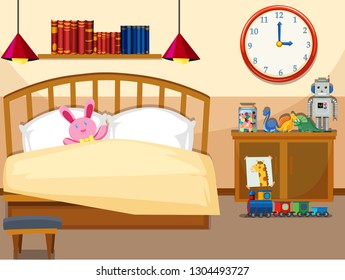 Interior of simple bedroom illustration