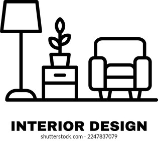 Interior simple living room logo vector design