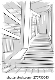 Interior sketch of stairs