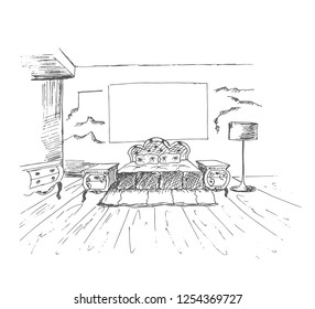  Interior sketch.Template for text.