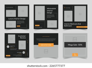 Interior Social Media Post Layout Set, Modern Furniture Sale, Clean Social Media, Minimal banner