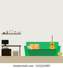 Interior Sofa Couch Object Decor Minimalist Simple Flat Cartoon Pattern Background