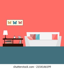 Interior Sofa Couch Object Decor Minimalist Simple Flat Cartoon Pattern Background