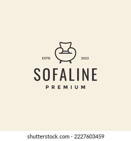 interior sofa cozy line hipster logo design