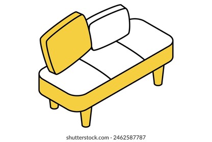 Interior: sofa and cushions, isometric illustration, Vector Illustration