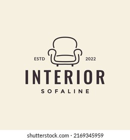 Innensofa minimalistischer Linienhippe Logo-Design Vektorsymbol Illustration kreative Idee