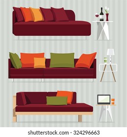 Interior of a sofa. Modern flat design illustration
