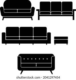 interior sofa silhouette set illustration