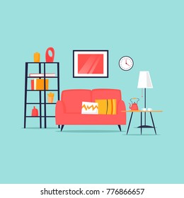 Interior sofa stuff. Flat design vector illustration.