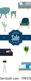 Interior.Set of sofas. Sofa sets and home accessories. Furniture design. Sale