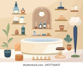 Interior Spa Room Scene, flat style vector illustration