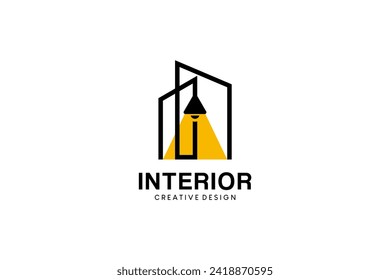 Interior space building lighting logo, modern furniture gallery logo design