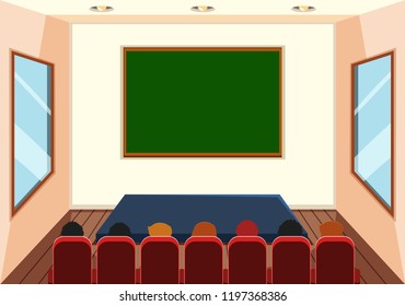 Interior of stage room illustration