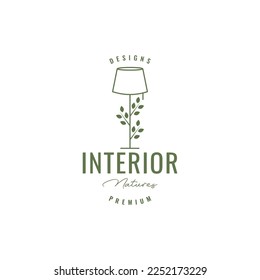 interior stand lighting nature leaves decorative logo design vector icon illustration template