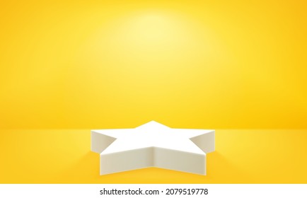 Interior with star podium and lamp light. Realistic 3d style vector illustration 