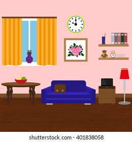 Interior of the student rooms. flat design