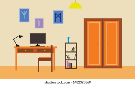 Classroom Furniture Class Interior Stuff Blackboard Stock Vector ...