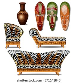 The interior in the style of Savannah and masks. Vector.