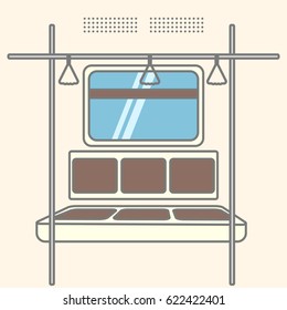 Interior of the subway car. Vector illustration.