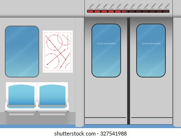 Interior of subway train. Vector illustration. EPS 10, opacity