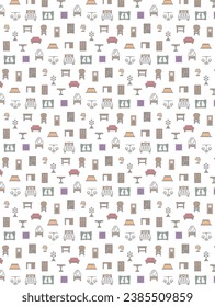 Interior supplies wallpaper pattern illustration