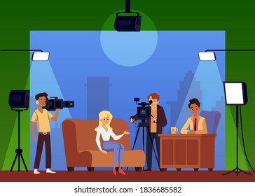 Cinema Interior Customers Workers Selling Checking Stock Vector ...