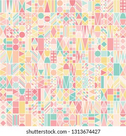 Interior tile wall image designed using various colors and shapes. Fashion, house interior, wrapping design. Vector illustration.