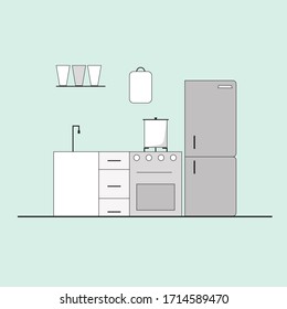 Interior Tiny Kitchen Vector Design