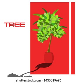 Interior tree, plants. Vector Illustration.