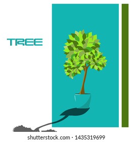 Interior tree, plants. Vector Illustration.