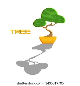 Interior tree, plants. Vector Illustration.